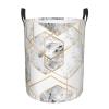 Gold Glitter Geometric Marble Round Collapsible Laundry Basket view 1