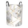 Gold Glitter Geometric Marble Round Collapsible Laundry Basket view 2