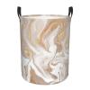 Beige Marble-Pattern Round Foldable Laundry Hamper view 1