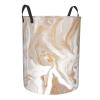 Beige Marble-Pattern Round Foldable Laundry Hamper view 2