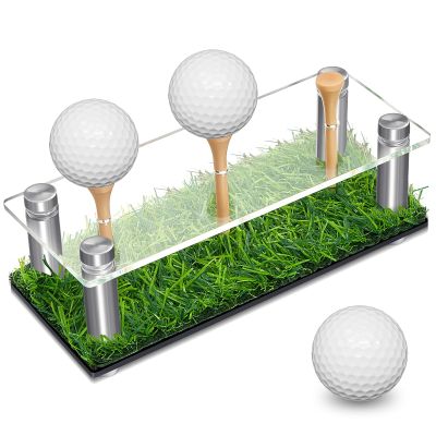 Menkxi Stand for 3 Golf Balls with Black Base, Acrylic, 15 cm
