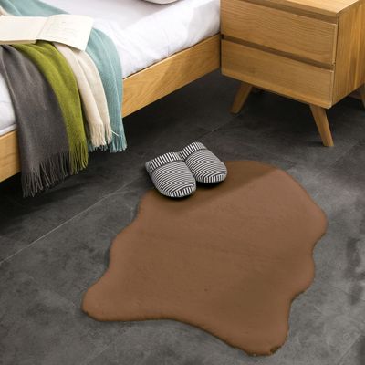 Short-Pile Faux Fur Rug, Brown, 55 x 80 cm