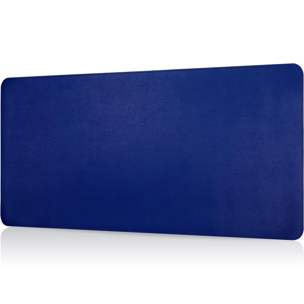 Laokiiy Desk Mat, Double-Sided, Large Mouse Pad, Natural Cork & PU Leather, Blue