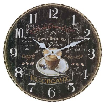 WANDERLUST DECO Black Wooden Wall Clock T34x2h cm