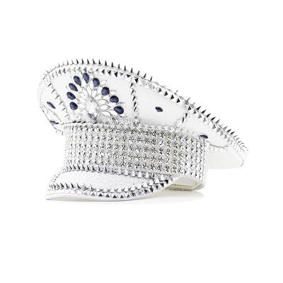 BLESSUME Sequin Captain Hat, Sparkly Steampunk Military Cap for Women, Silver 4