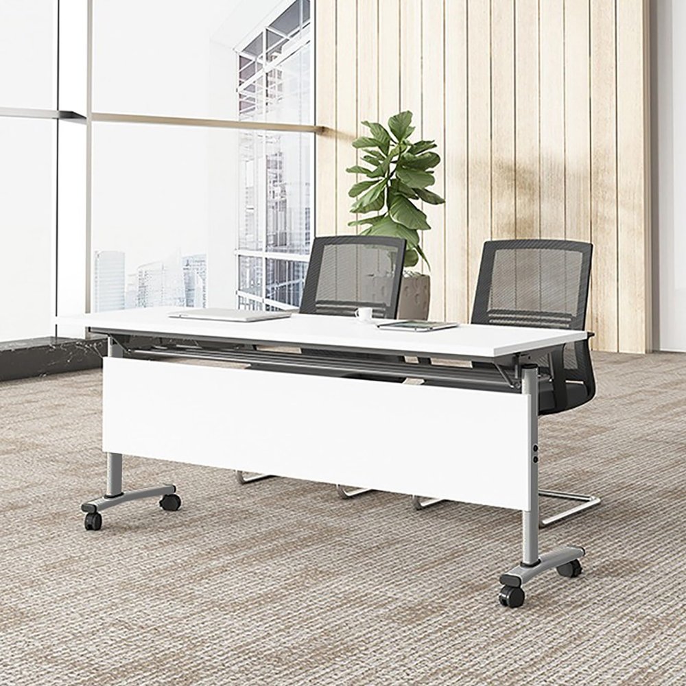 PQXQZ Folding Rolling Conference Table, Rectangular Multifunctional Computer Desk for Office, Color C, 140 x 60 x 75 cm