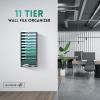 SUPEASY 11-Tier Wall File Organizer, Hanging File Holder for Papers, Folders and Magazines, Wall Organizer for Clipboards, Assembly Required, Black, 2-Pack view 2