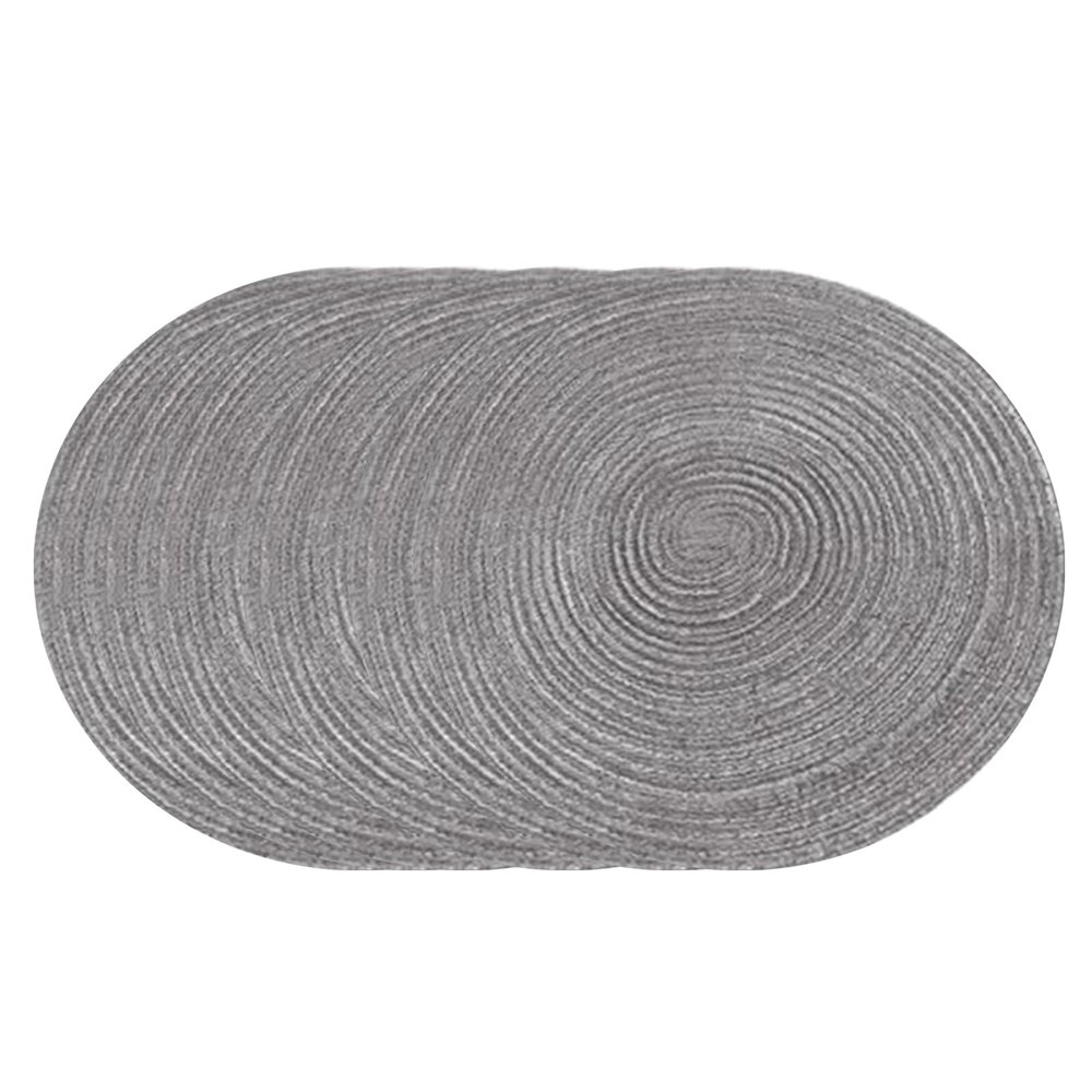 Soulnioi Round Cotton Placemats, 38 cm, Heat-Resistant, Washable, 6-Pack, Dark Gray
