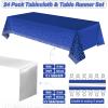Blue and Silver Tablecloth and Table Runner Set for Parties view 2