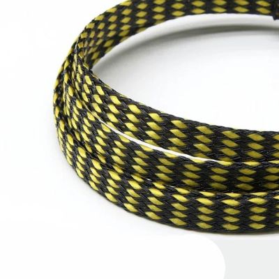 1/5/20/50 m Expanded Braided Sleeve, PP Cotton, PET Yarn, 4/8/12 mm, Soft Wire Wrap, Insulated Cable Protection, Yellow/Black, 08 mm, 1 Meter