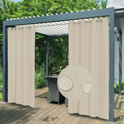 FicaRico Weather-Resistant Outdoor Curtain with Grommets, Biscotti Beige, 47.2 x 59.1 in