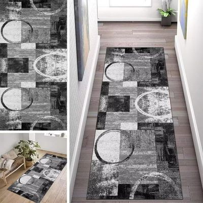 ZUZEKU Vintage Gray Runner Rug, 120 x 550 cm