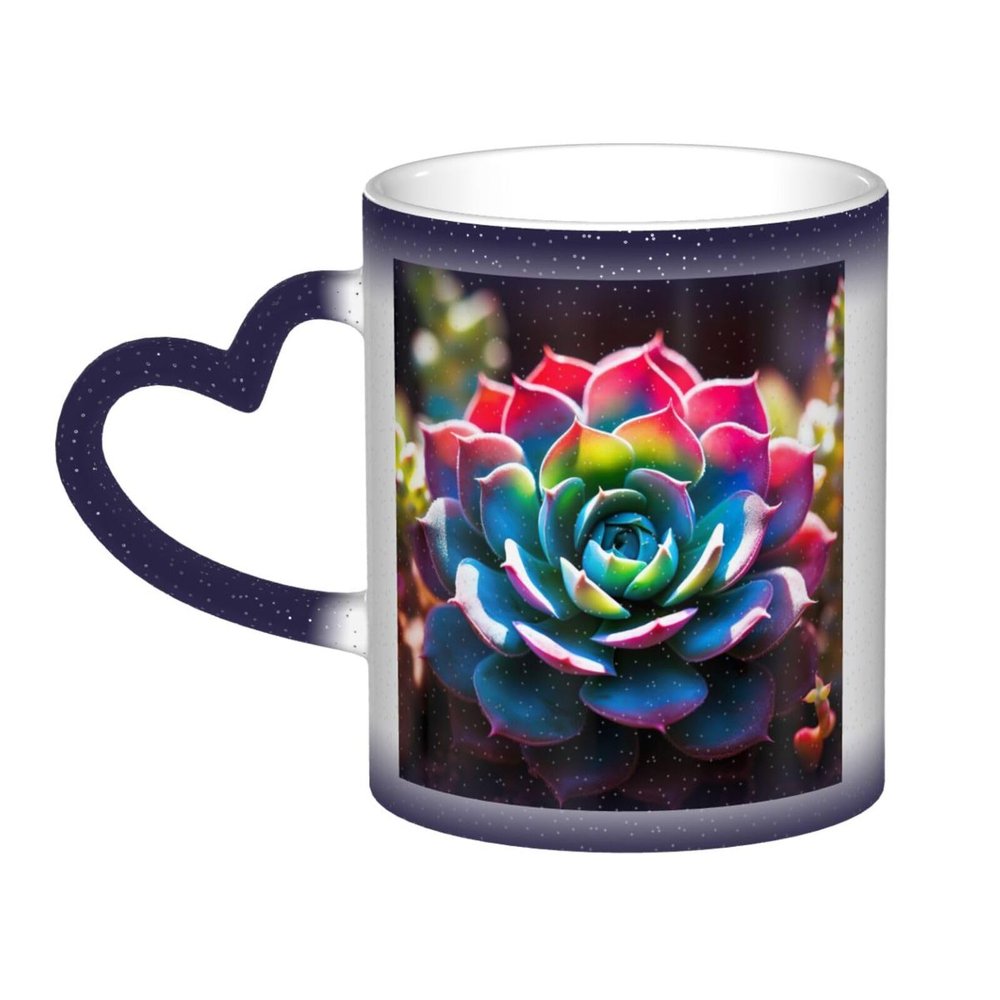 Colorful Succulent Color-Changing Ceramic Mug - Starry Sky Coffee Mug for Home and Office