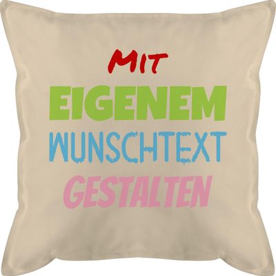 Personalized Cushion 50 x 50 cm with Custom Text, Beige Natural
