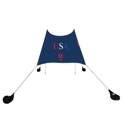 Neso Beach Tent with Sand Anchor, Portable Sun Shelter, 2.1 x 2.1 m, Reinforced Corners, Red/White/Blue