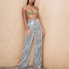 Duohropke Women's Sequin Sparkle Flare Pants, High-Waisted Shiny Disco Palazzo Pants view 3
