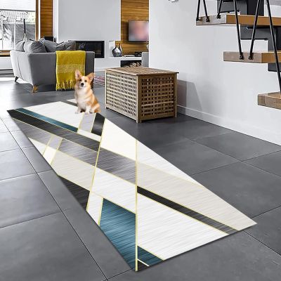 YUANZHI Kitchen Runner Rug 100 x 480 cm, Durable and Antistatic, Geometric Pattern