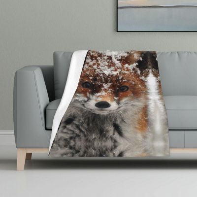 JONGYA Fox Snow Printed Soft and Warm Flannel Blanket
