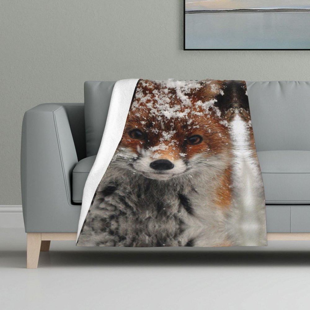 JONGYA Fox Snow Printed Soft and Warm Flannel Blanket