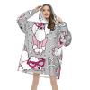 Poodle with Glasses Wearable Blanket Hoodie, Oversized Soft Pullover with Front Pocket, 320 g Flannel view 1