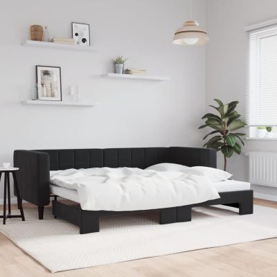 DJEKA Pull-Out Daybed 80x200 cm, Black Velvet