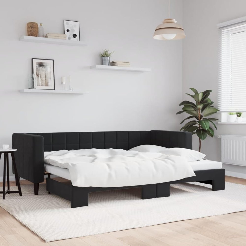 DJEKA Pull-Out Daybed 80x200 cm, Black Velvet