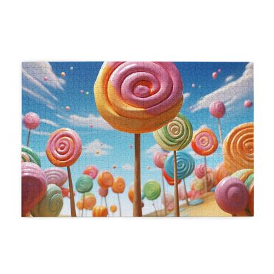Colorful Lollipop Print 1,000-Piece Premium Wooden Puzzle
