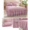 Morbuy Ruffled Bed Skirt with Lace, 3-Piece Set, Princess Style, Blue, 200 x 220 cm view 2