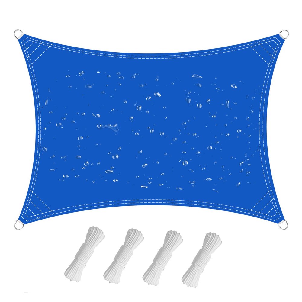 Waterproof Shade Sail, 95% UV Protection, Blue, 3 x 4.5 m