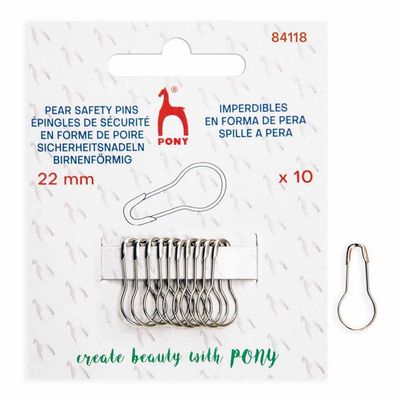 Pony Safety Pins 22mm Silver - 10 Pack