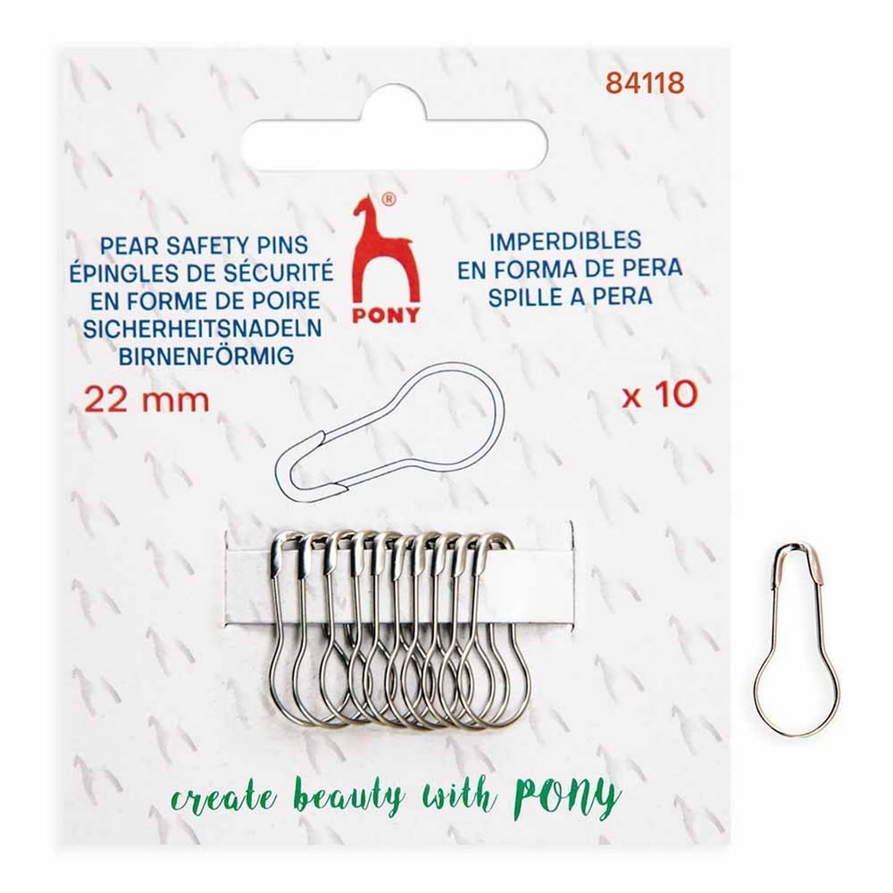 Pony Safety Pins 22mm Silver - 10 Pack
