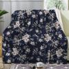 Cozy Vintage Floral Fleece Blanket, 130 x 160 cm, Botanical Flannel Throw view 1