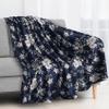 Cozy Vintage Floral Fleece Blanket, 130 x 160 cm, Botanical Flannel Throw view 3