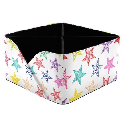 Leather Pen Holder Desk Organizer, Colorful Star, 18.5 x 18.5 x 9.5 cm