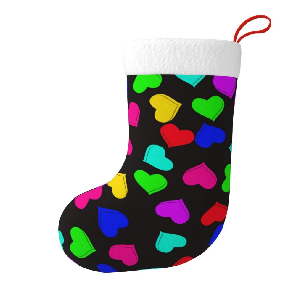 VducK Rainbow Hearts Christmas Stocking, 45 cm