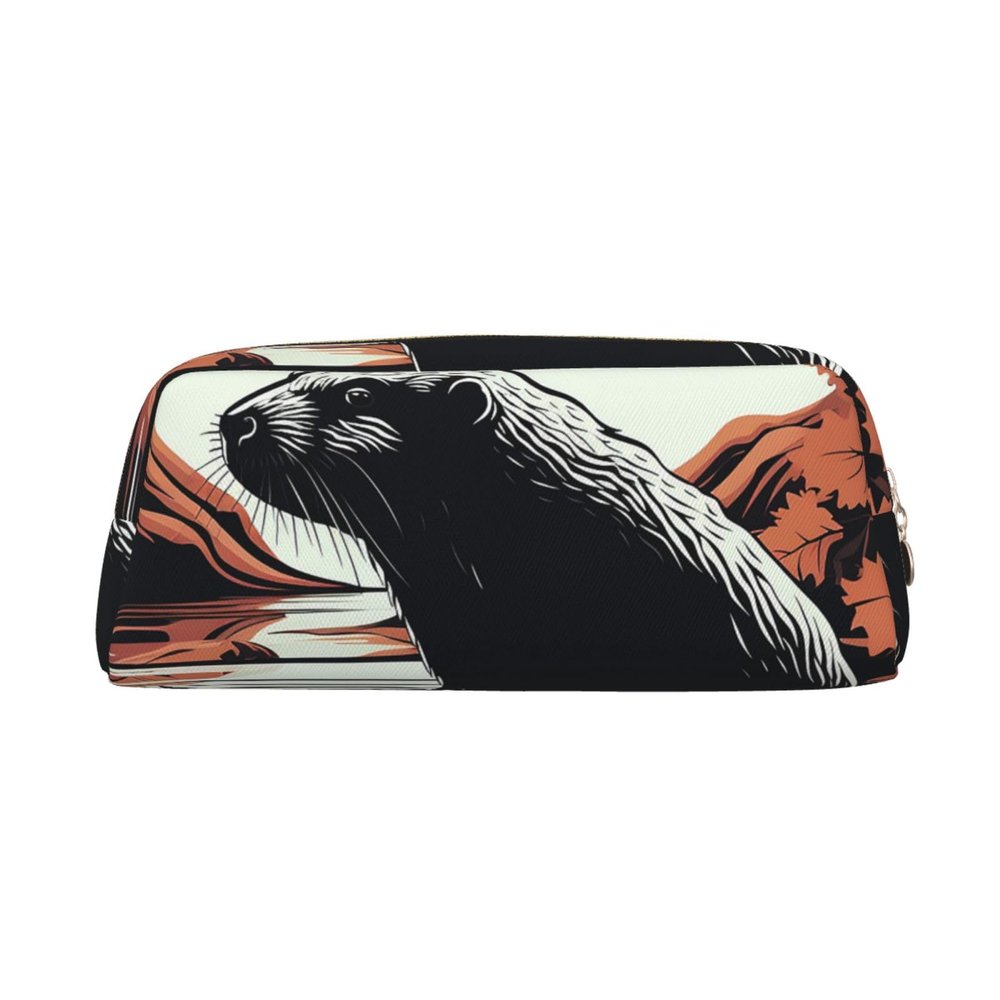 DEHIWI Black Beaver Pencil Case, Waterproof Organizer, Gold