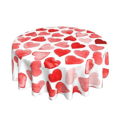 Sunshineyan Valentine's Day Round Tablecloth, 152.4 cm, Red Hearts