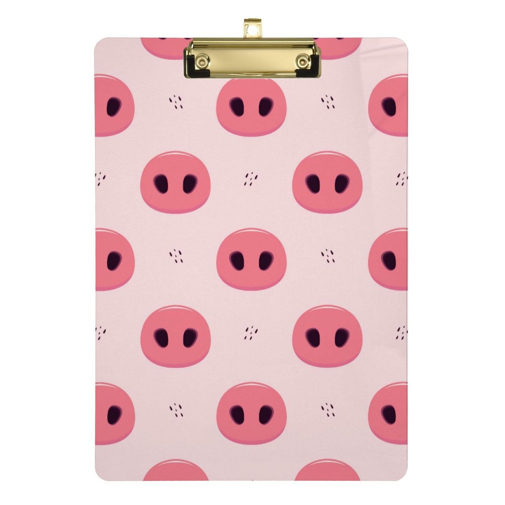 Pink Pig Nose Acrylic Clipboard, Low-Profile Metal Clip, A4/Letter Size, 31.8 x 22.9 cm
