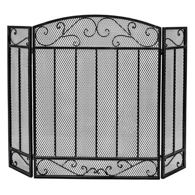 3-Panel Fireplace Safety Screen, Child-Safe, 44 W x 31.5 H in, Black