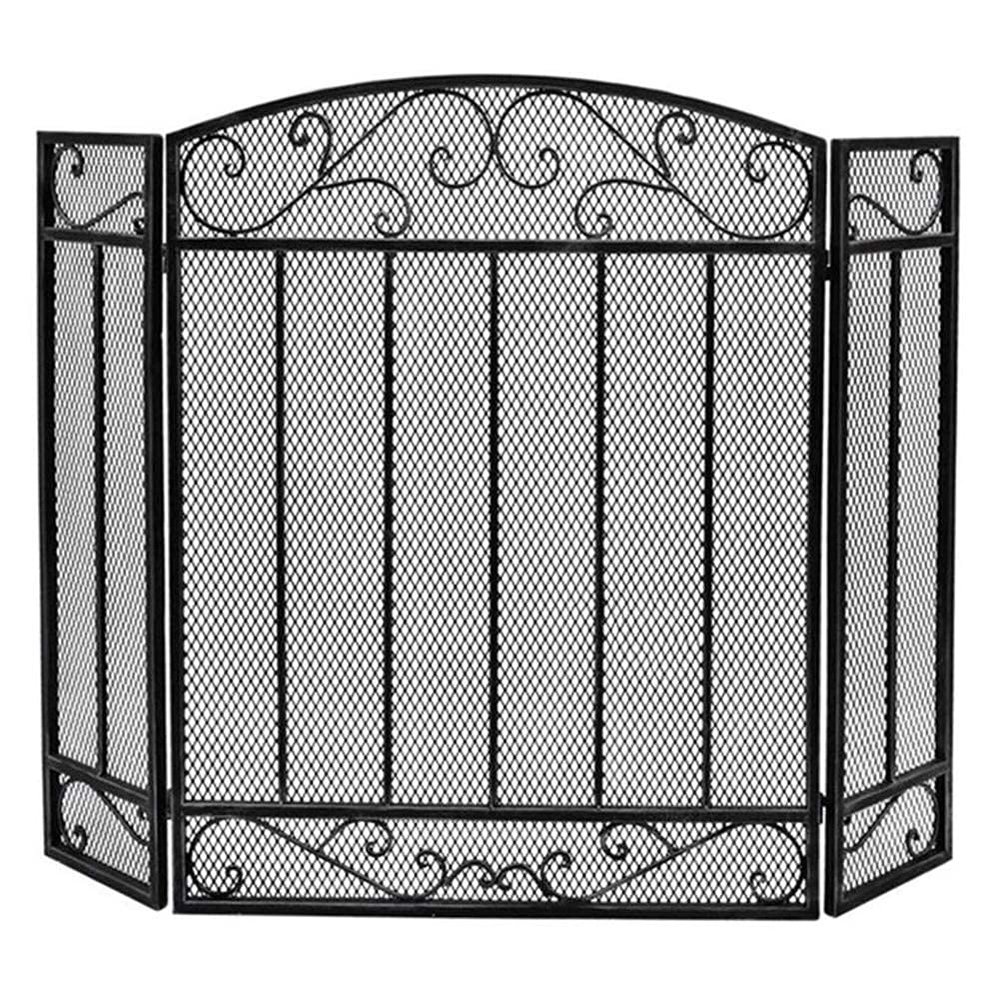 3-Panel Fireplace Safety Screen, Child-Safe, 44 W x 31.5 H in, Black