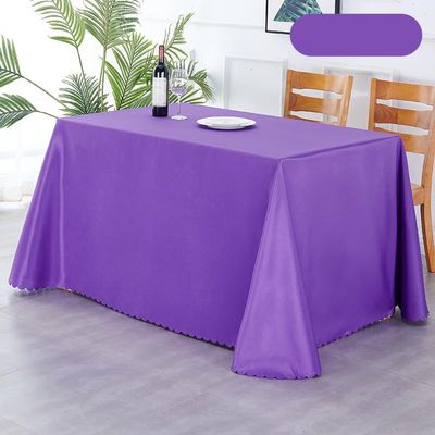 BHOMTY Rectangular Polyester Tablecloth for Weddings, Parties, Business and Conferences, Machine Washable, Dark Purple, 200 x 280 cm