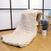 FASXZVM Chunky Knit Blanket, Handmade Wool Throw, Beige, 80 x 100 cm view 1