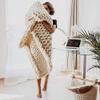 FASXZVM Chunky Knit Blanket, Handmade Wool Throw, Beige, 80 x 100 cm view 4