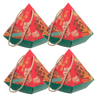 GOOHOCHY 4-Piece New Year Gift Boxes, White Cardboard Treat Boxes for Cookies and Small Sweets