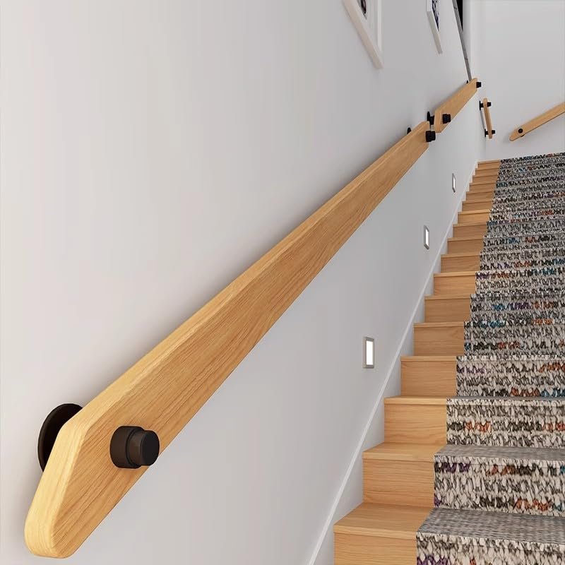 Wooden Wall-Mounted Handrail for Interior Stairs, 120 cm/4 ft