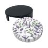 Round Leather Coasters, 10.2 cm, Purple Sage-Green Leaves, 6-Piece Set view 3