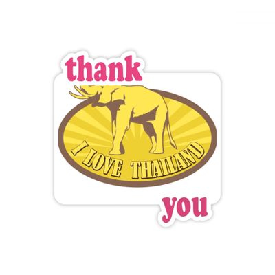Thailand I Love Thailand Elephant Sculpture Thank You Quote Sticker