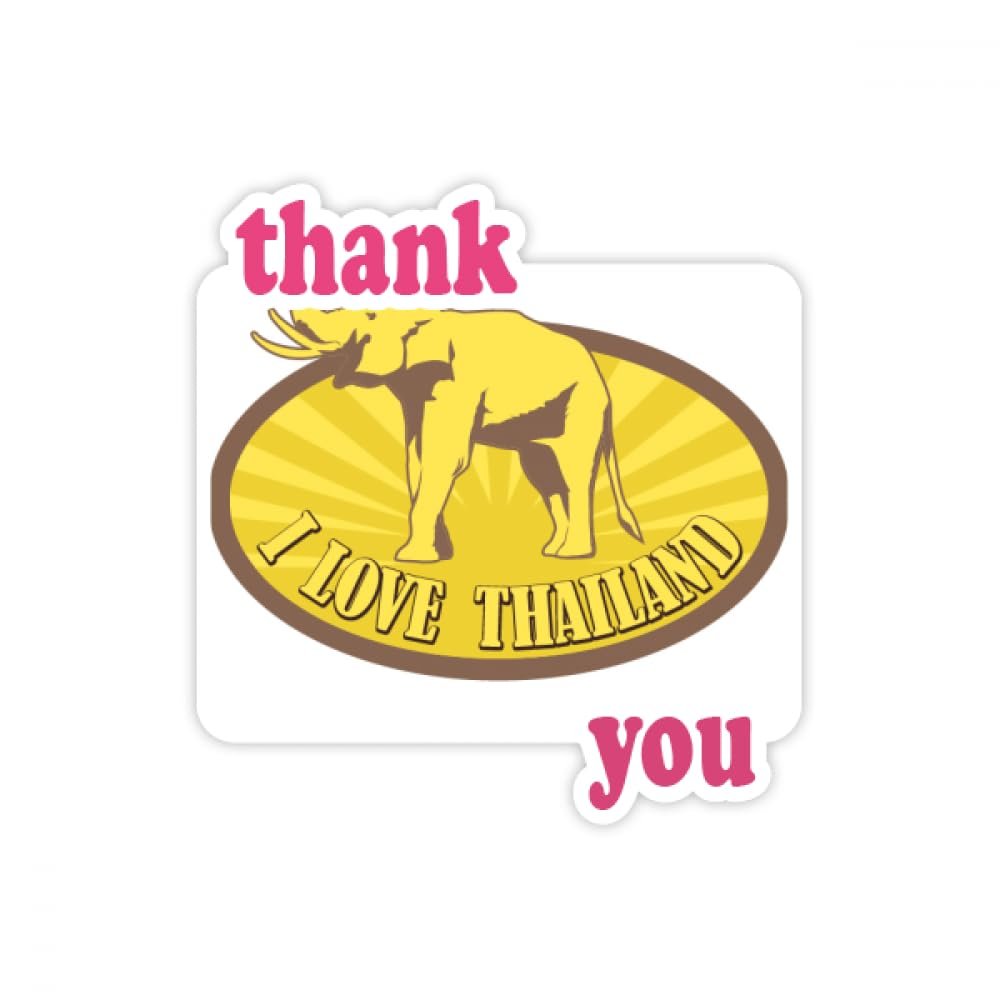 Thailand I Love Thailand Elephant Sculpture Thank You Quote Sticker
