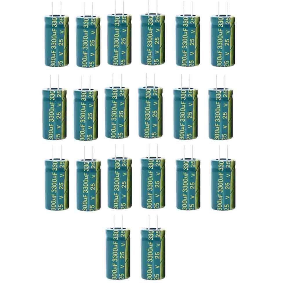 20-Piece Electrolytic Capacitor Set, 6.3V/10V/16V/25V/35V, 100/220/470/10000µF (25V 3300µF)