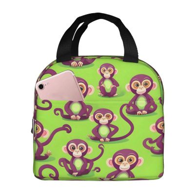 DJnni Green Clever Monkey Lunch Bag for Men and Women, Leakproof, Reusable, Insulated Lunch Tote for Work and Outdoor Use